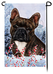 French Bulldog (Brindle And White) - Winterberries Garden Flag