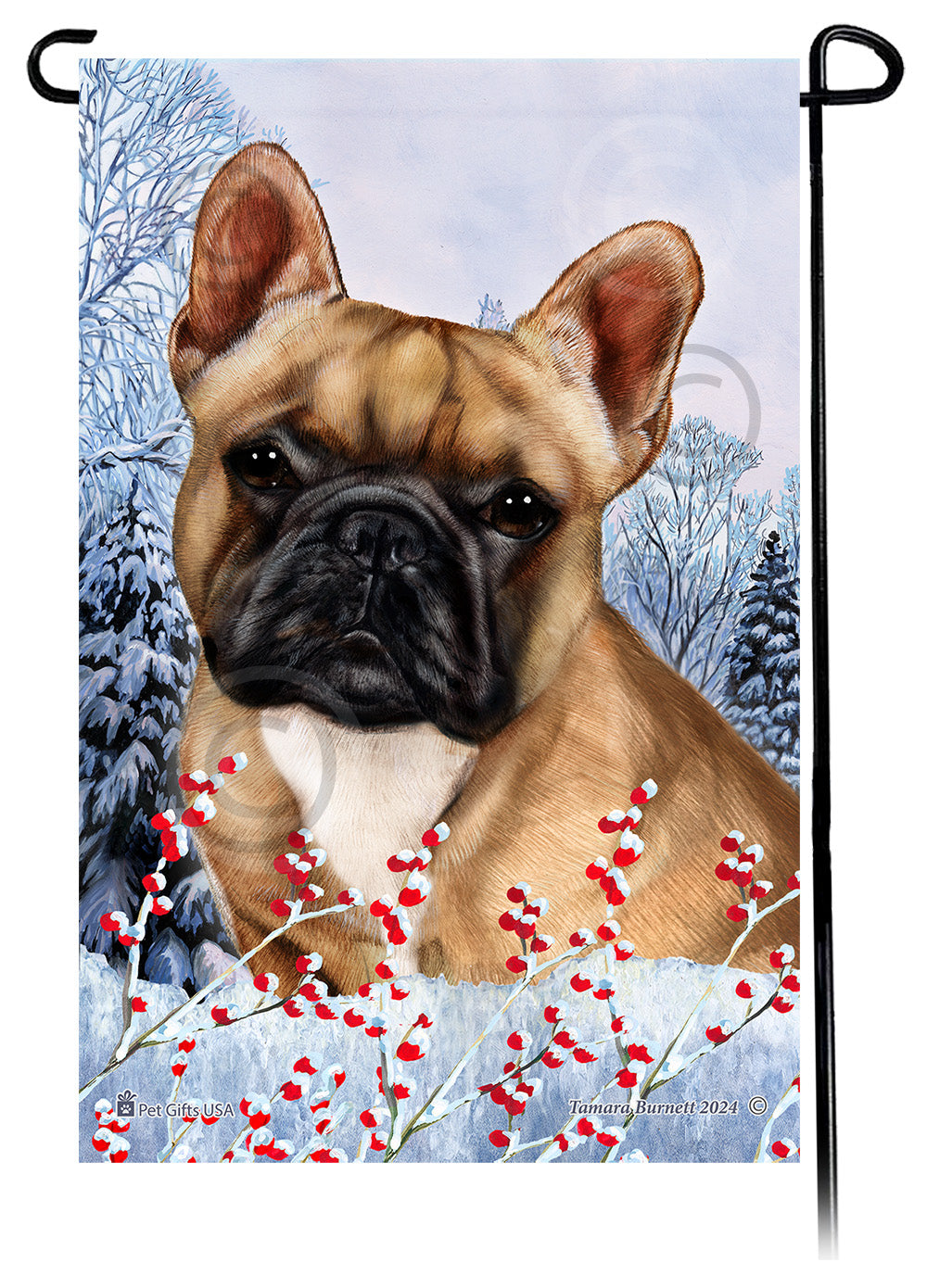 French Bulldog (Fawn And White) - Winterberries Garden Flag