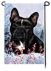 French Bulldog (Black And White) - Winterberries Garden Flag