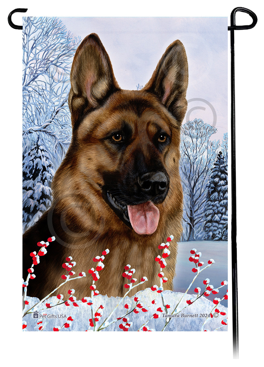 German Shepherd (Red Sable) - Winterberries Garden Flag