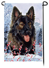 German Shepherd (Brown Plush) - Winterberries Garden Flag