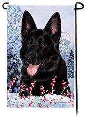 German Shepherd (Black) - Winterberries Garden Flag