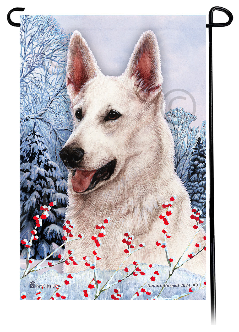 German Shepherd (White) - Winterberries Garden Flag