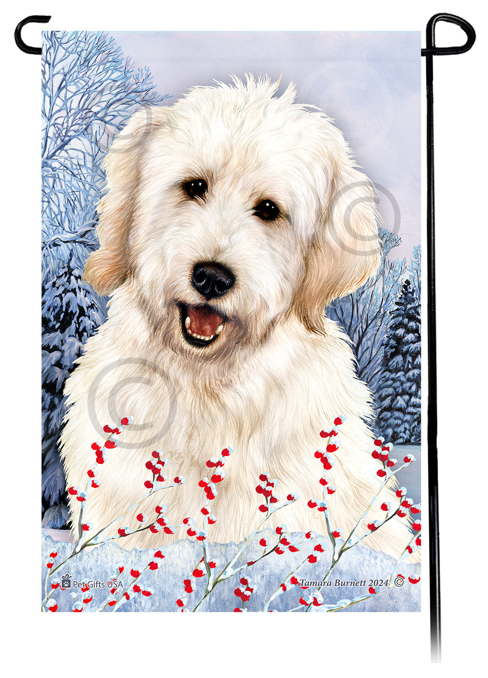 Goldendoodle (White) - Winterberries Garden Flag