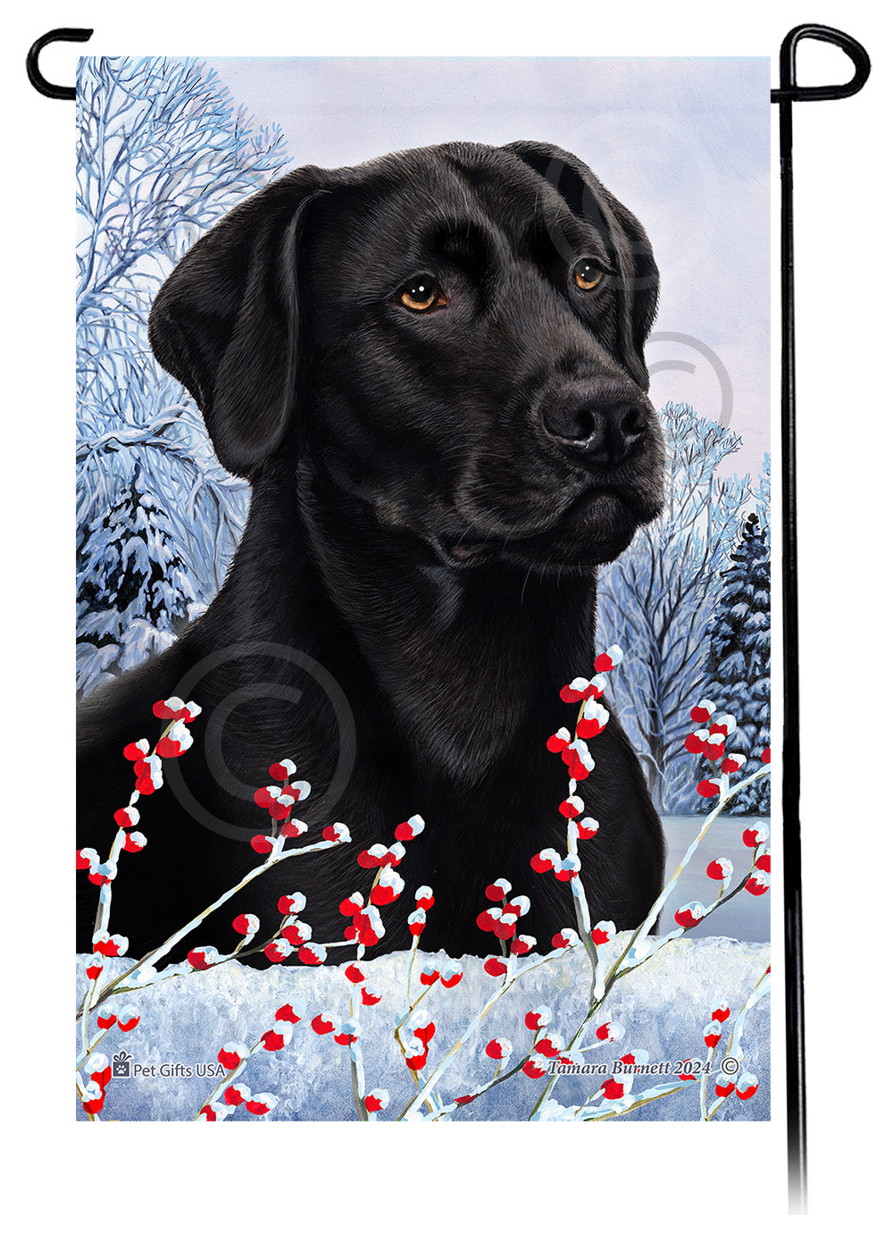 Labrador Retriever (American Black) - Winterberries Garden Flag