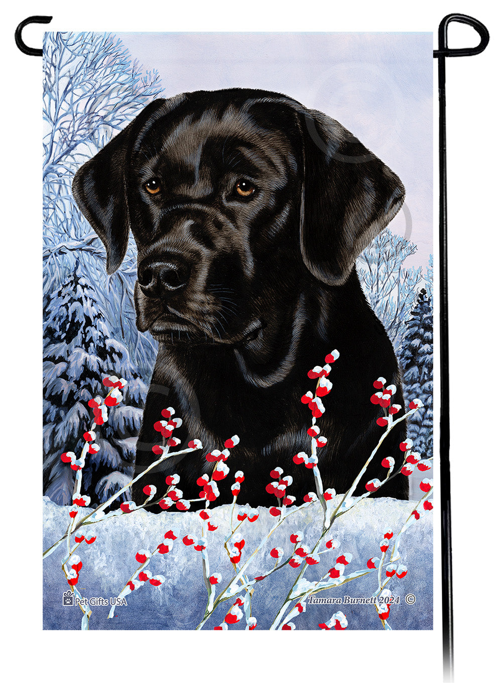 Labrador Retriever (English Black) - Winterberries Garden Flag