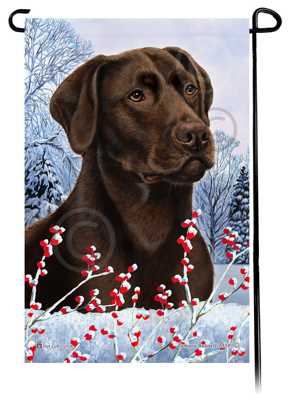 Labrador Retriever (American Chocolate) - Winterberries Garden Flag