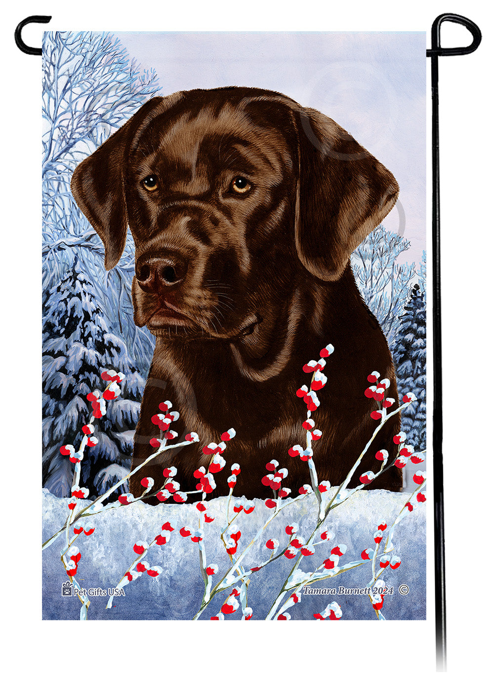 Labrador Retriever (English Chocolate) - Winterberries Garden Flag