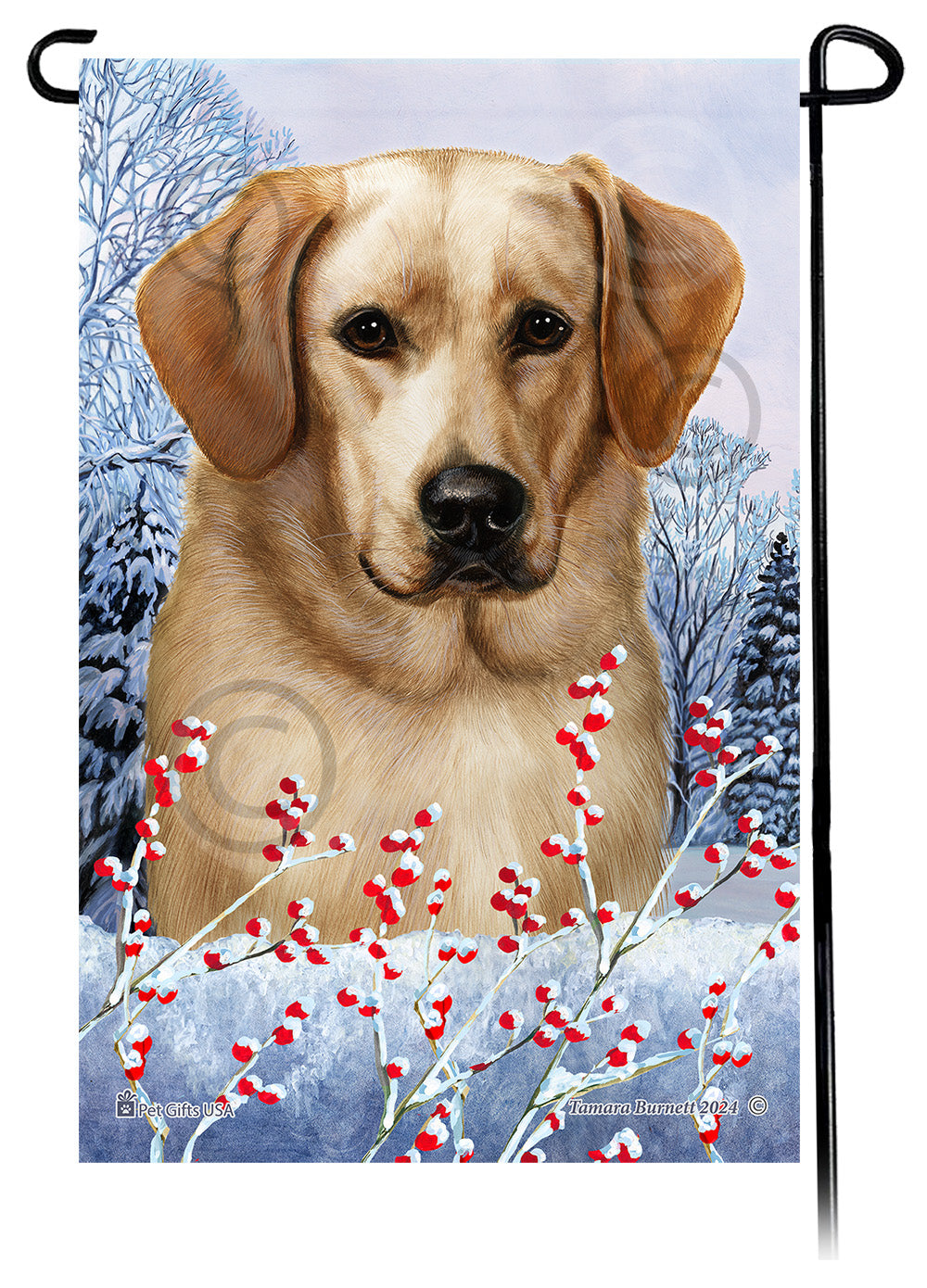 Labrador Retriever (American Yellow Front Facing) - Winterberries Garden Flag