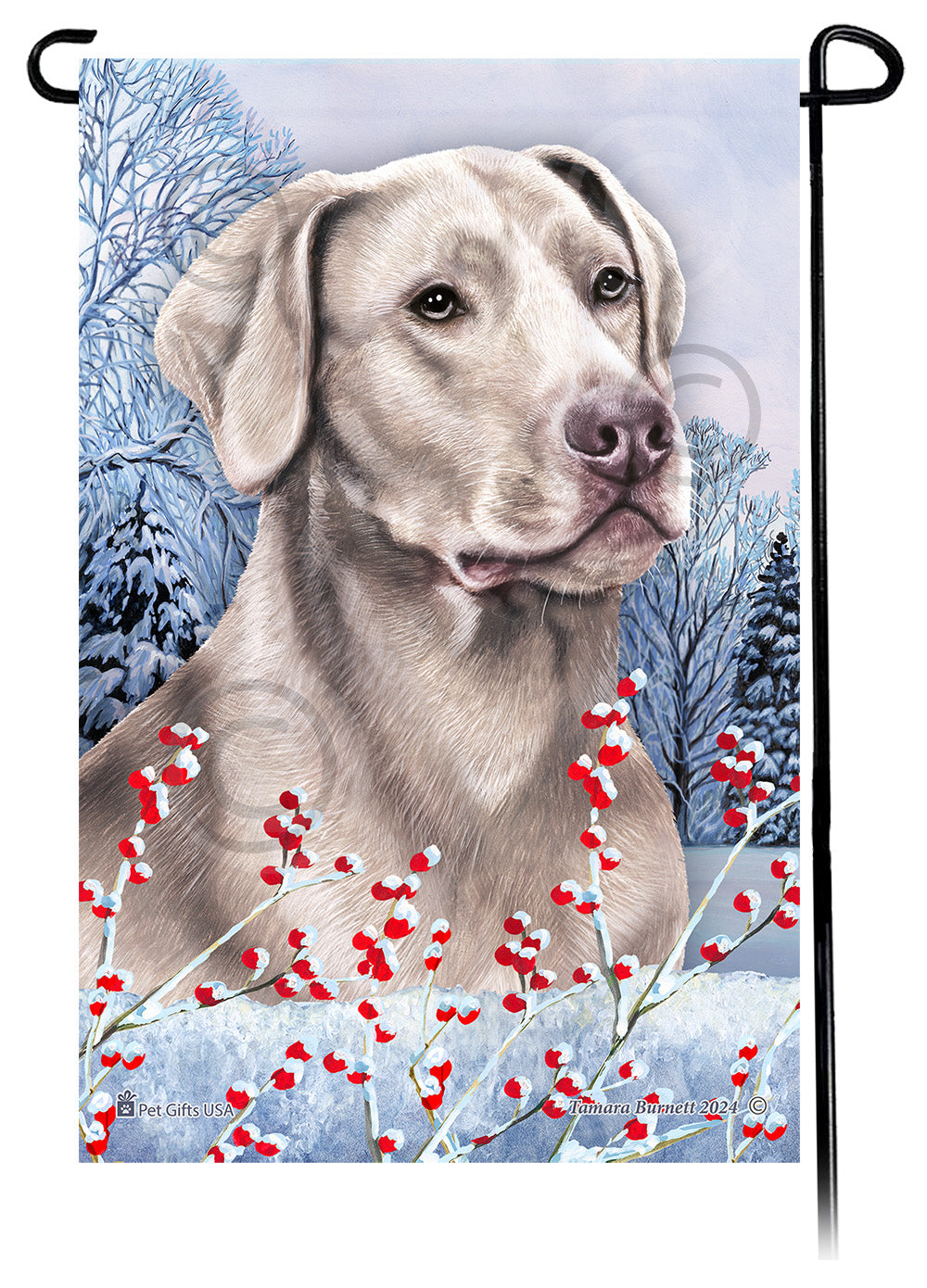 Labrador Retriever (American Silver) - Winterberries Garden Flag