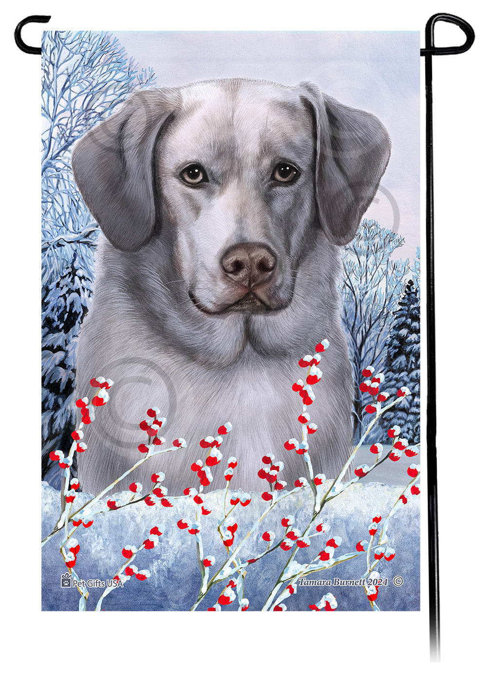 Labrador Retriever (American Silver Front Facing) - Winterberries Garden Flag
