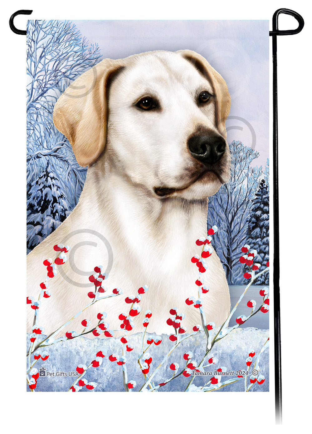 Labrador Retriever (American White) - Winterberries Garden Flag