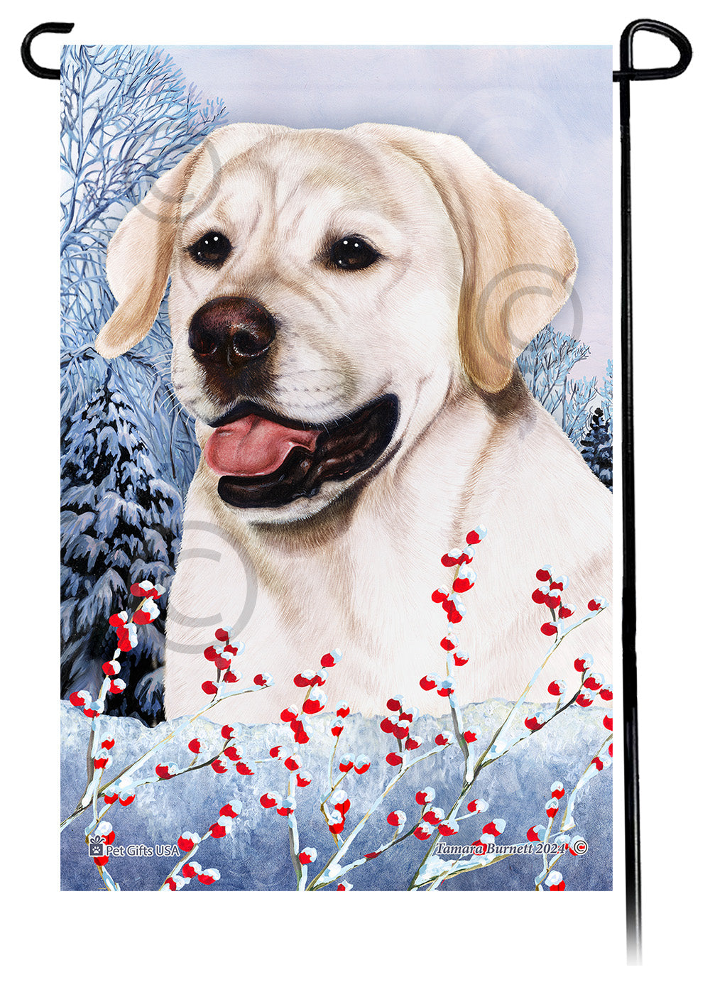 Labrador Retriever (English White) - Winterberries Garden Flag