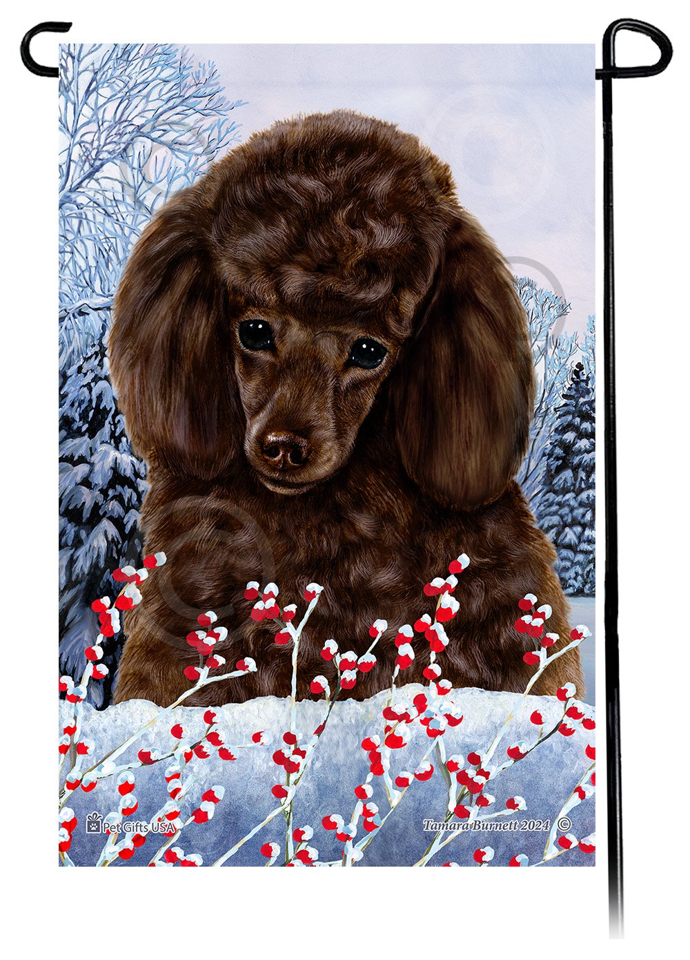 Poodle (Chocolate) - Winterberries Garden Flag
