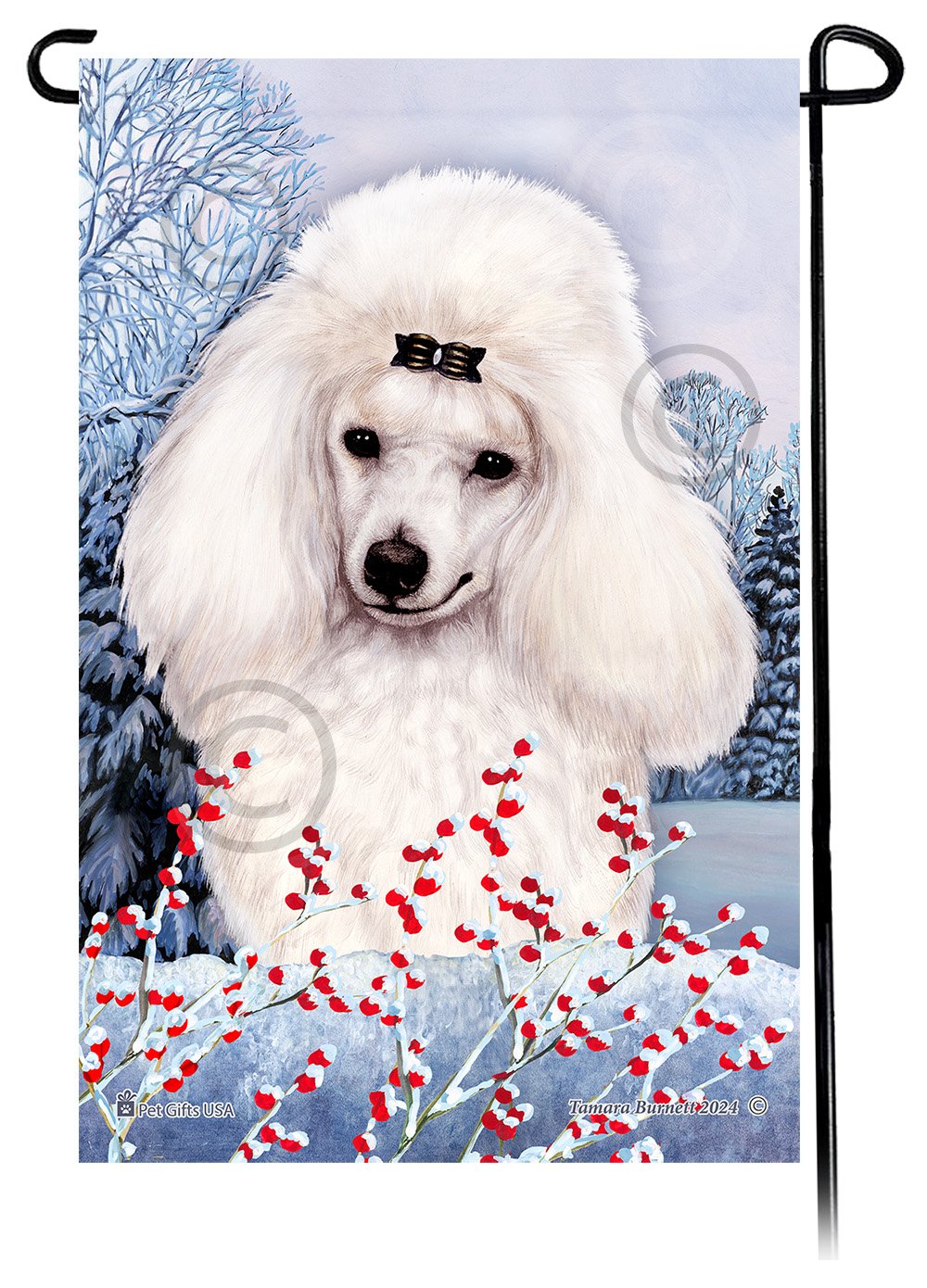 Poodle (White Mini) - Winterberries Garden Flag