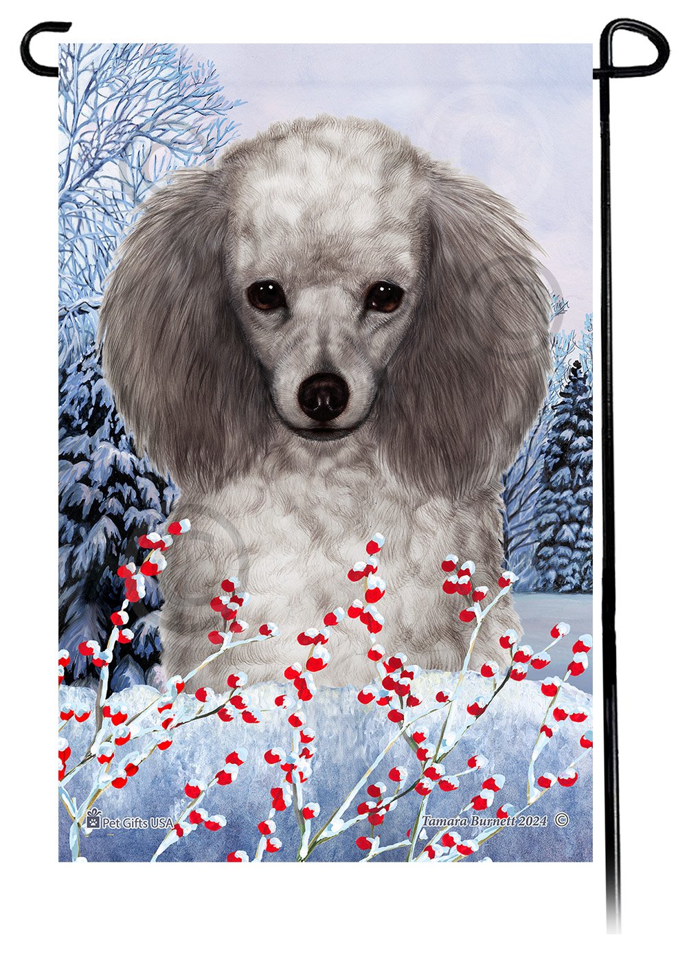 Poodle (Silver) - Winterberries Garden Flag