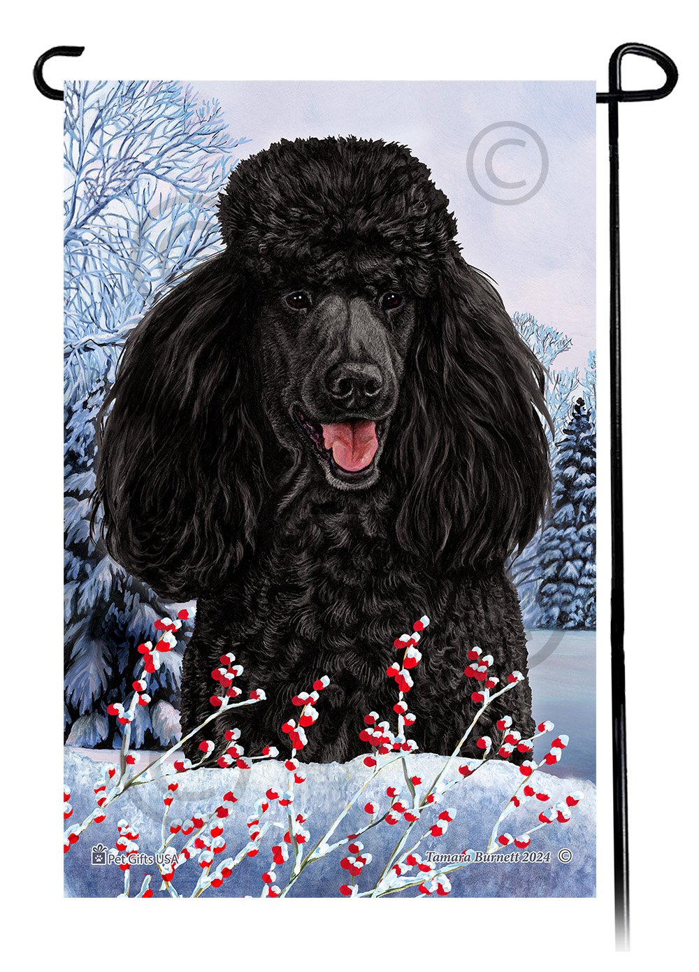 Poodle Standard (Black) - Winterberries Garden Flag