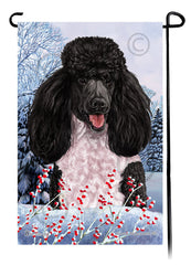 Poodle Standard (Black and White Parti) - Winterberries Garden Flag