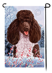 Poodle Standard (Chocolate and White Parti) - Winterberries Garden Flag