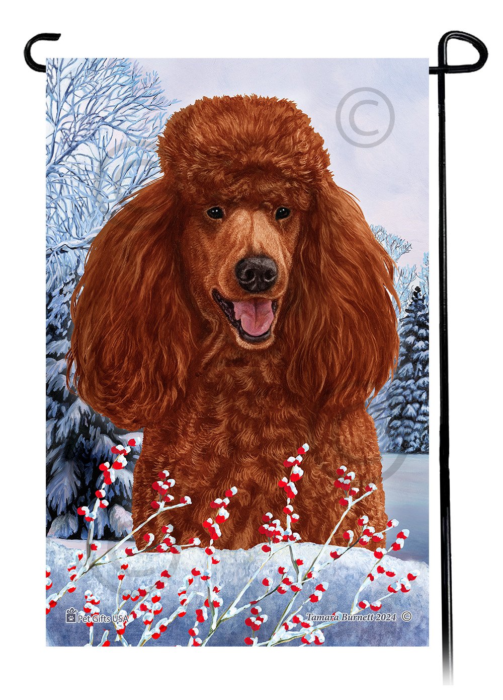 Poodle Standard (Red) - Winterberries Garden Flag