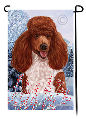 Poodle Standard (Red and White Parti) - Winterberries Garden Flag