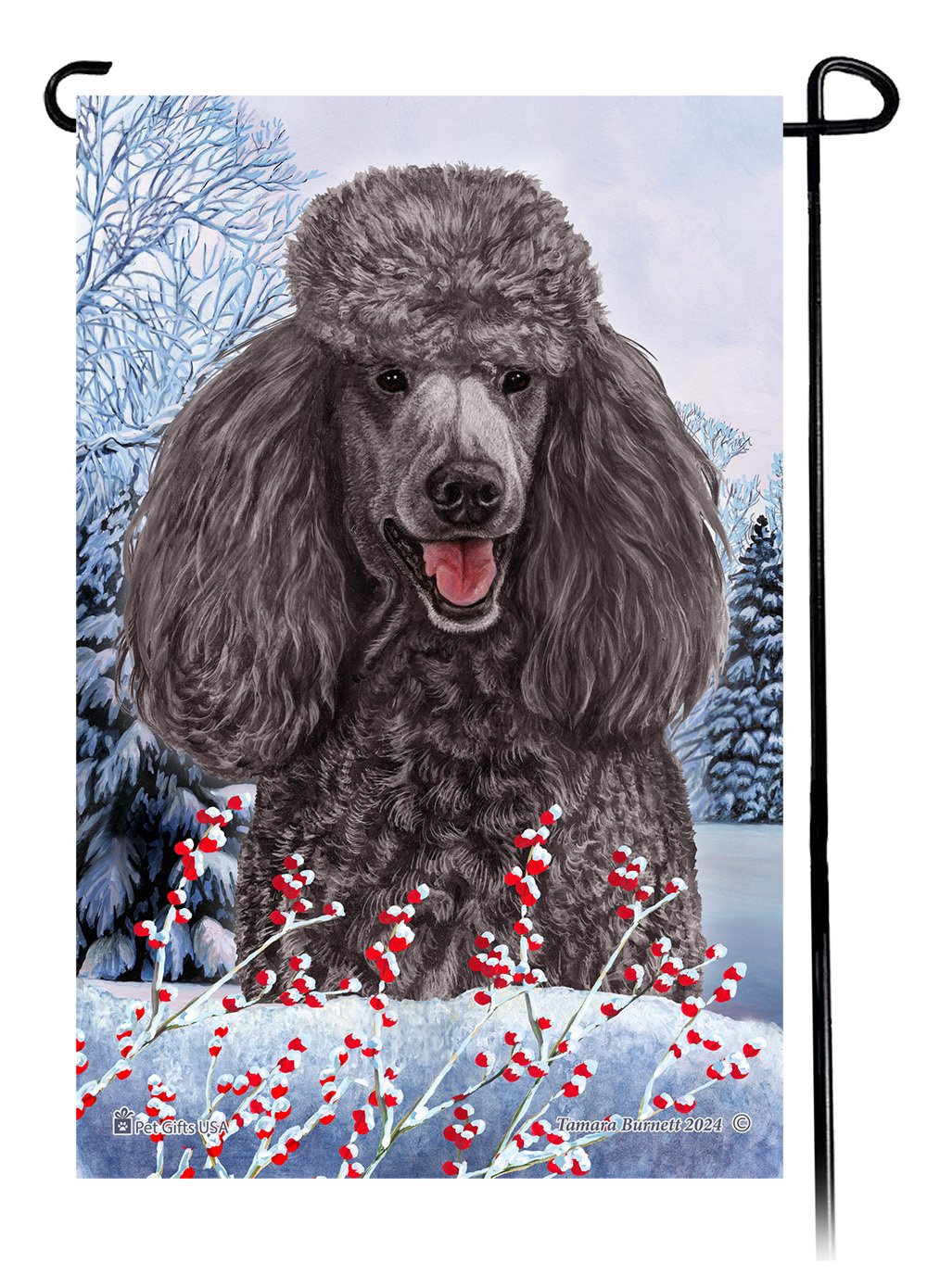 Poodle Standard (Silver) - Winterberries Garden Flag