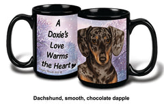 Dachshund Shorthair Dapple Chocolate/Tan Winter Mug 15 oz