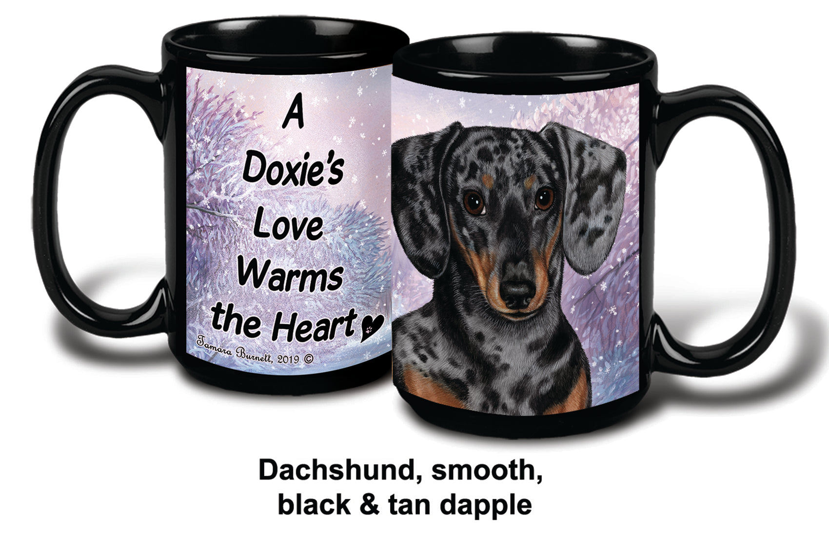 Dachshund Short Hair Dapple Light Black and Tan Winter Mug 15 oz