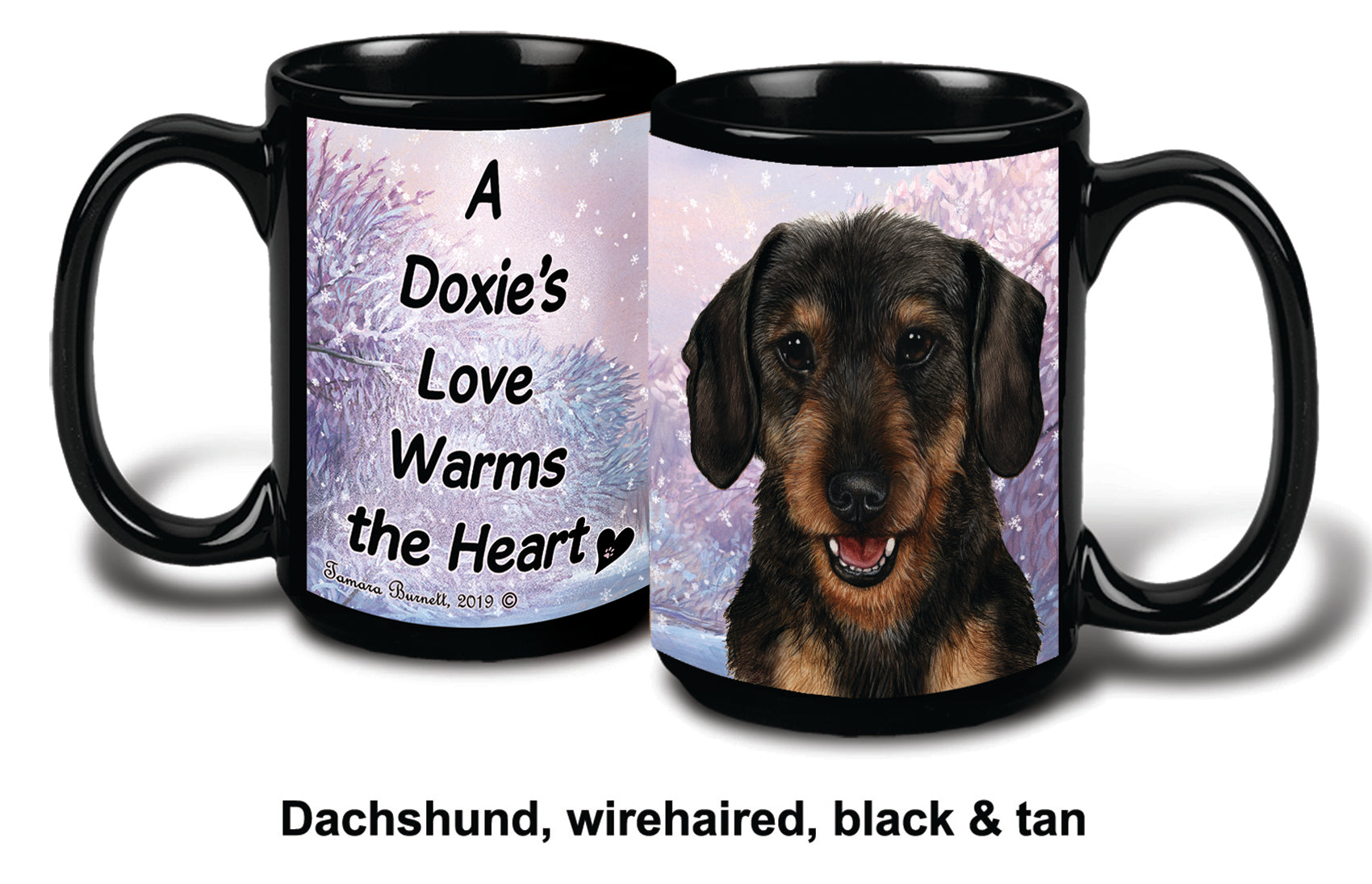 Dachshund Wire Hair Black and Tan Winter Mug 15 oz