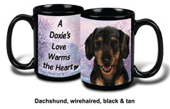 Dachshund Wire Hair Black and Tan Winter Mug 15 oz