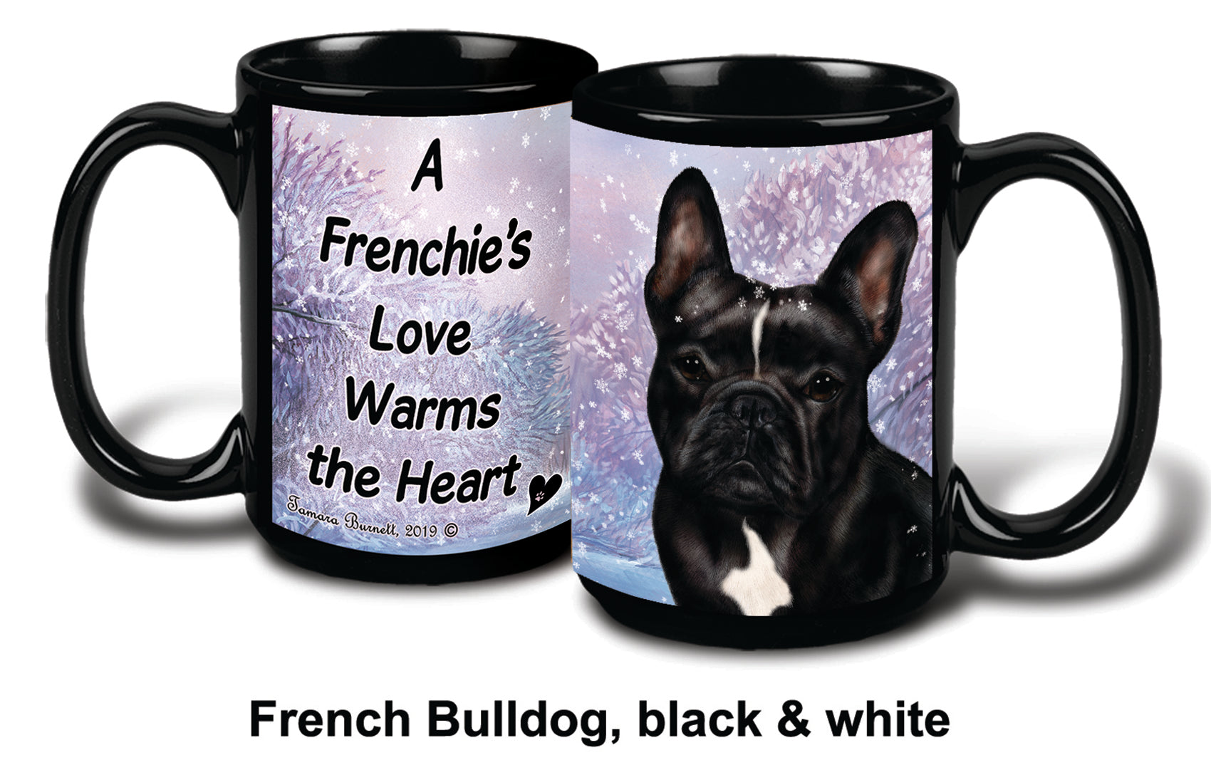 French Bulldog Black and White Winter Mug 15 oz