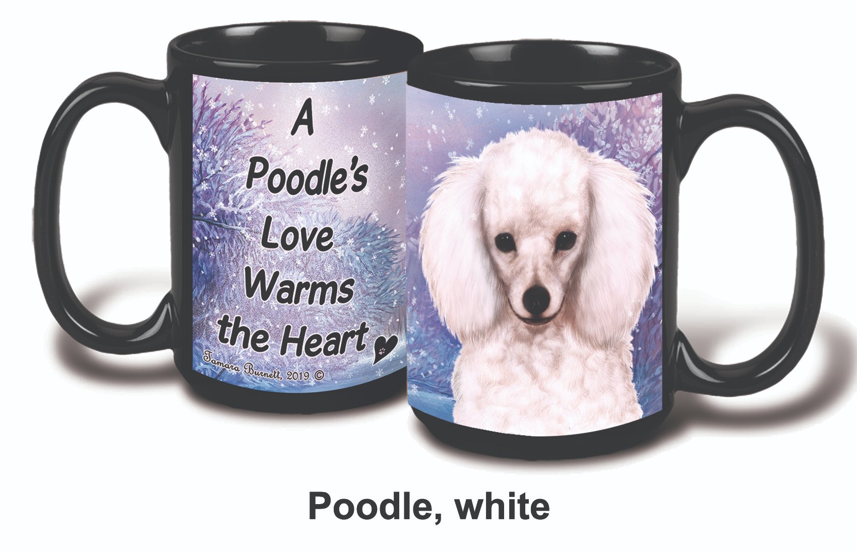 Poodle White Winter Mug 15 oz