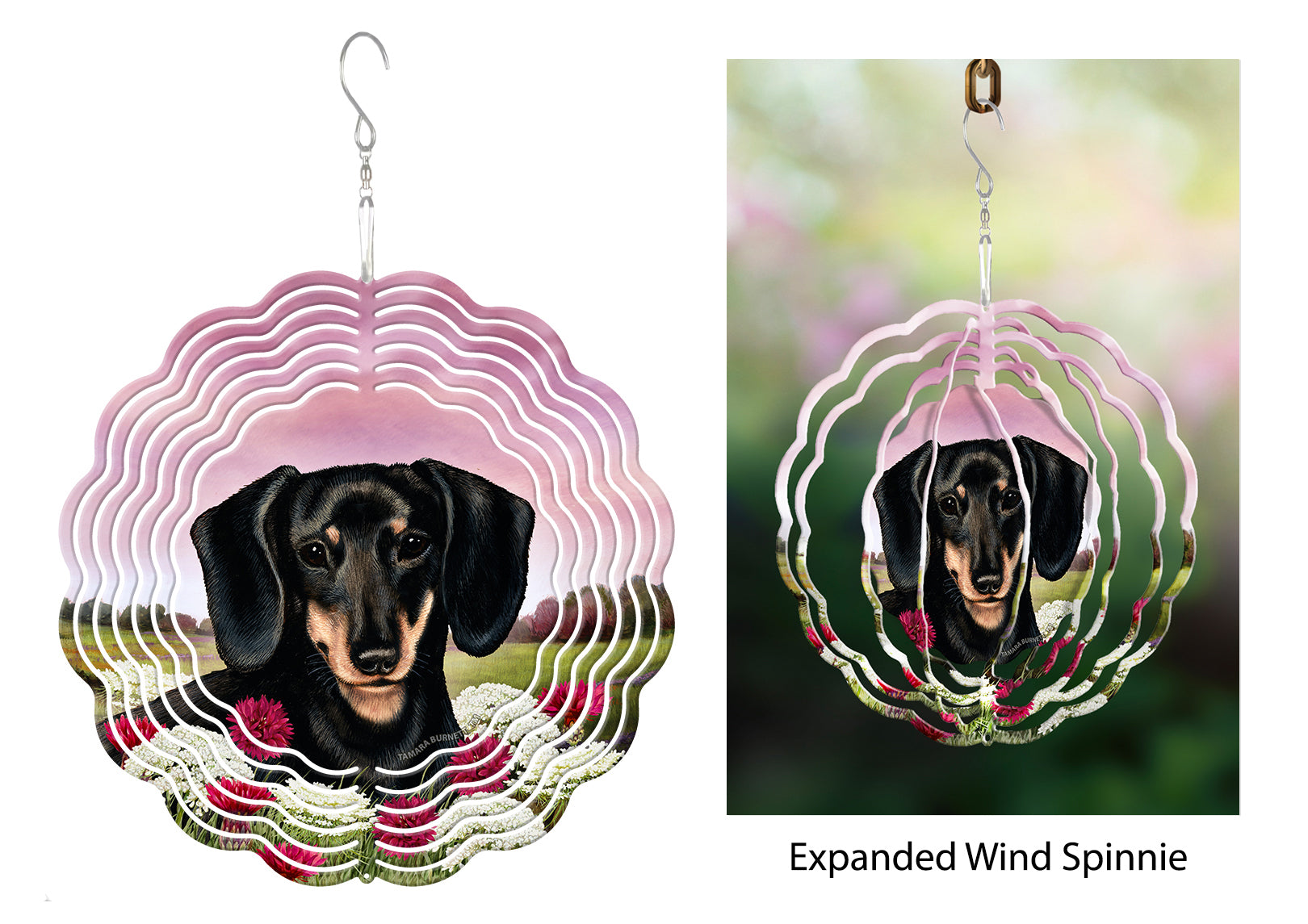 Dachshund (Shorthair, Black and Tan) - Wind Spinner
