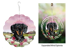Dachshund (Shorthair, Dark Black And Tan Dapple) - Wind Spinner