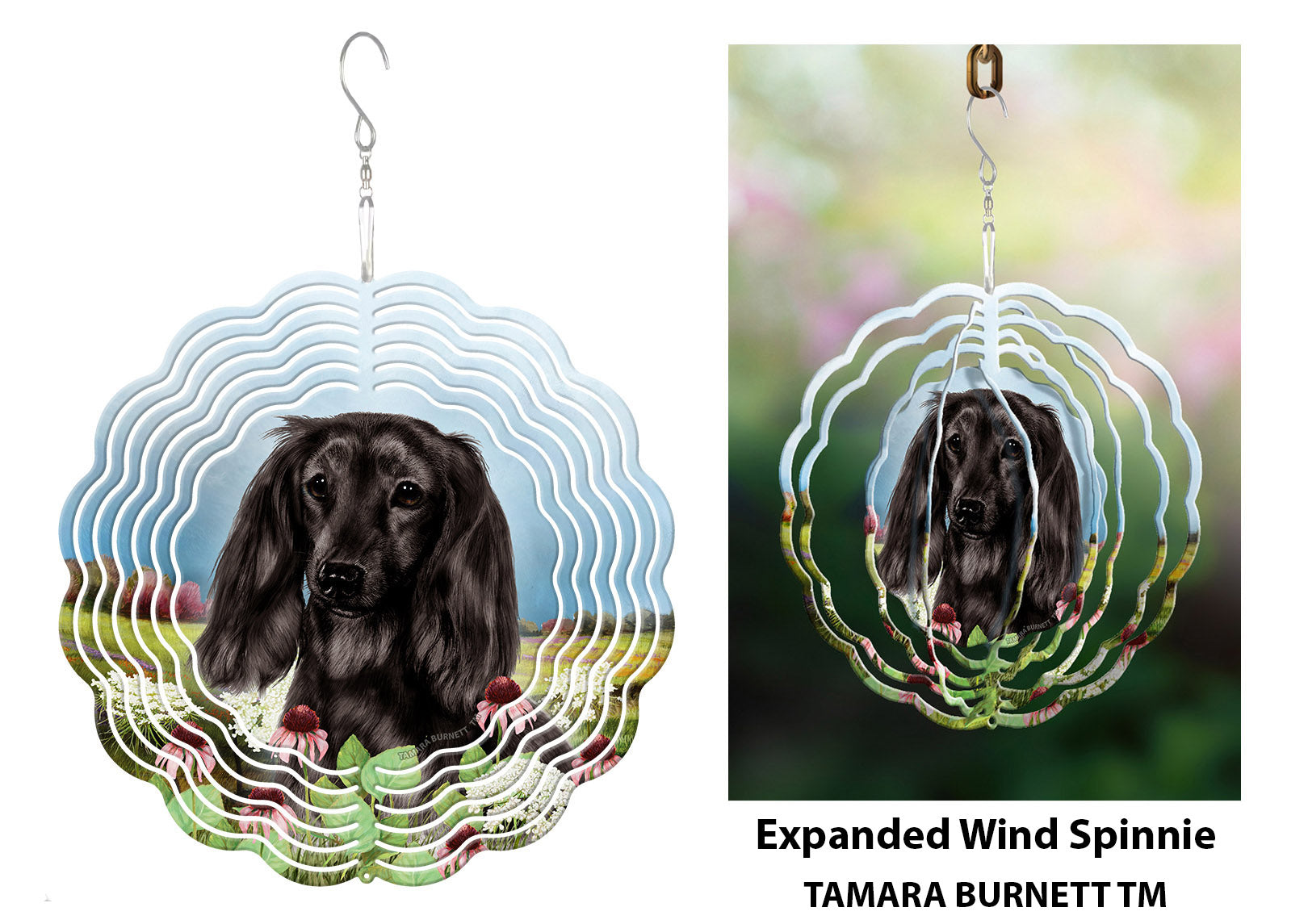 Dachshund (Longhair, Black) - Wind Spinner