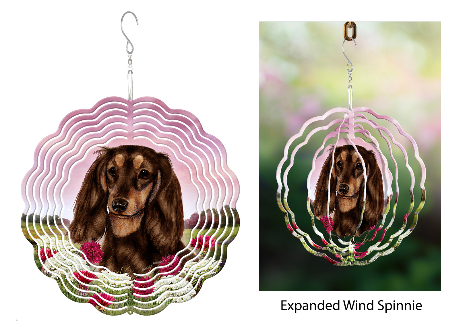 Dachshund (Longhair, Chocolate And Tan) - Wind Spinner