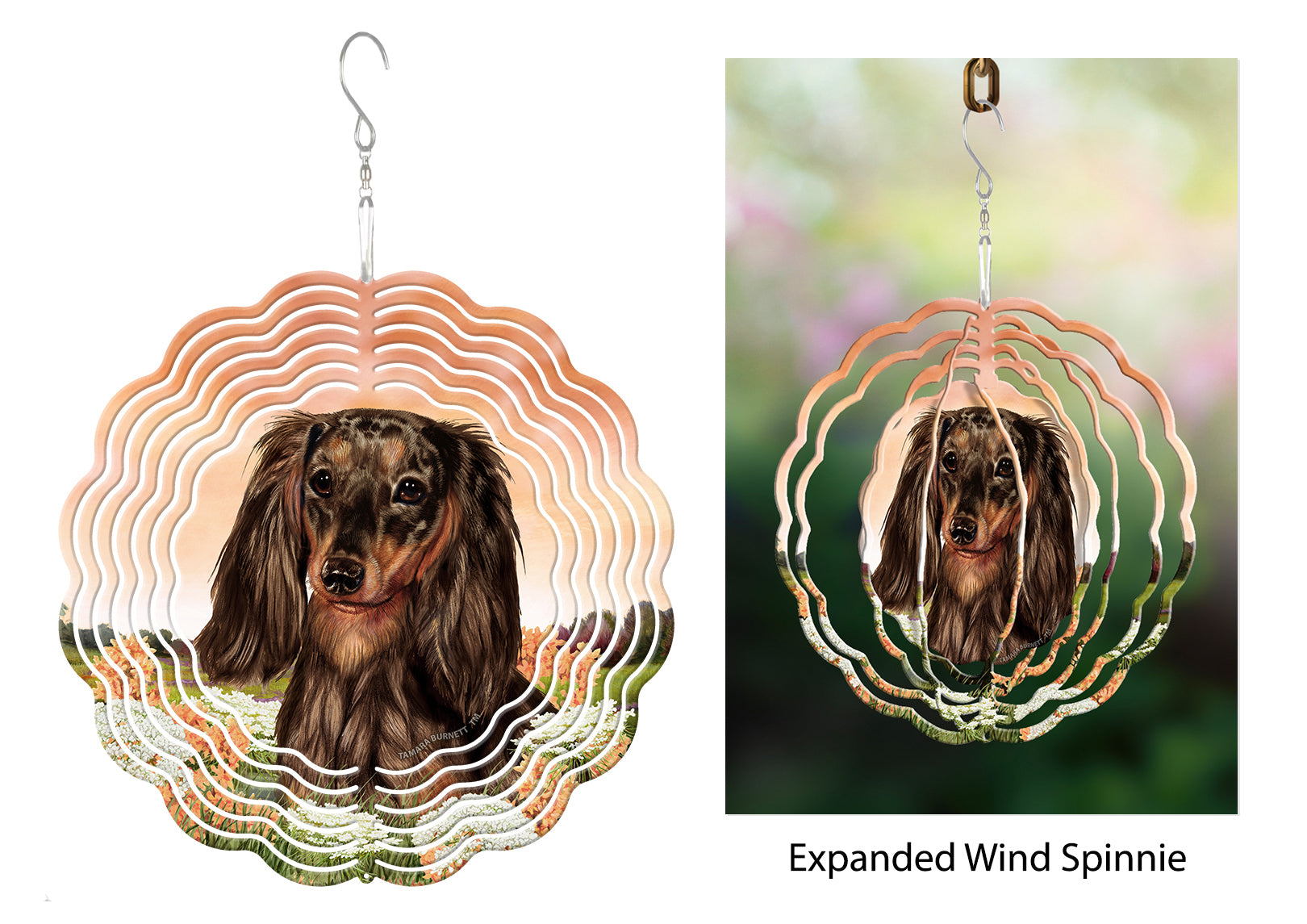 Dachshund (Longhair, Chocolate Dapple) - Wind Spinner