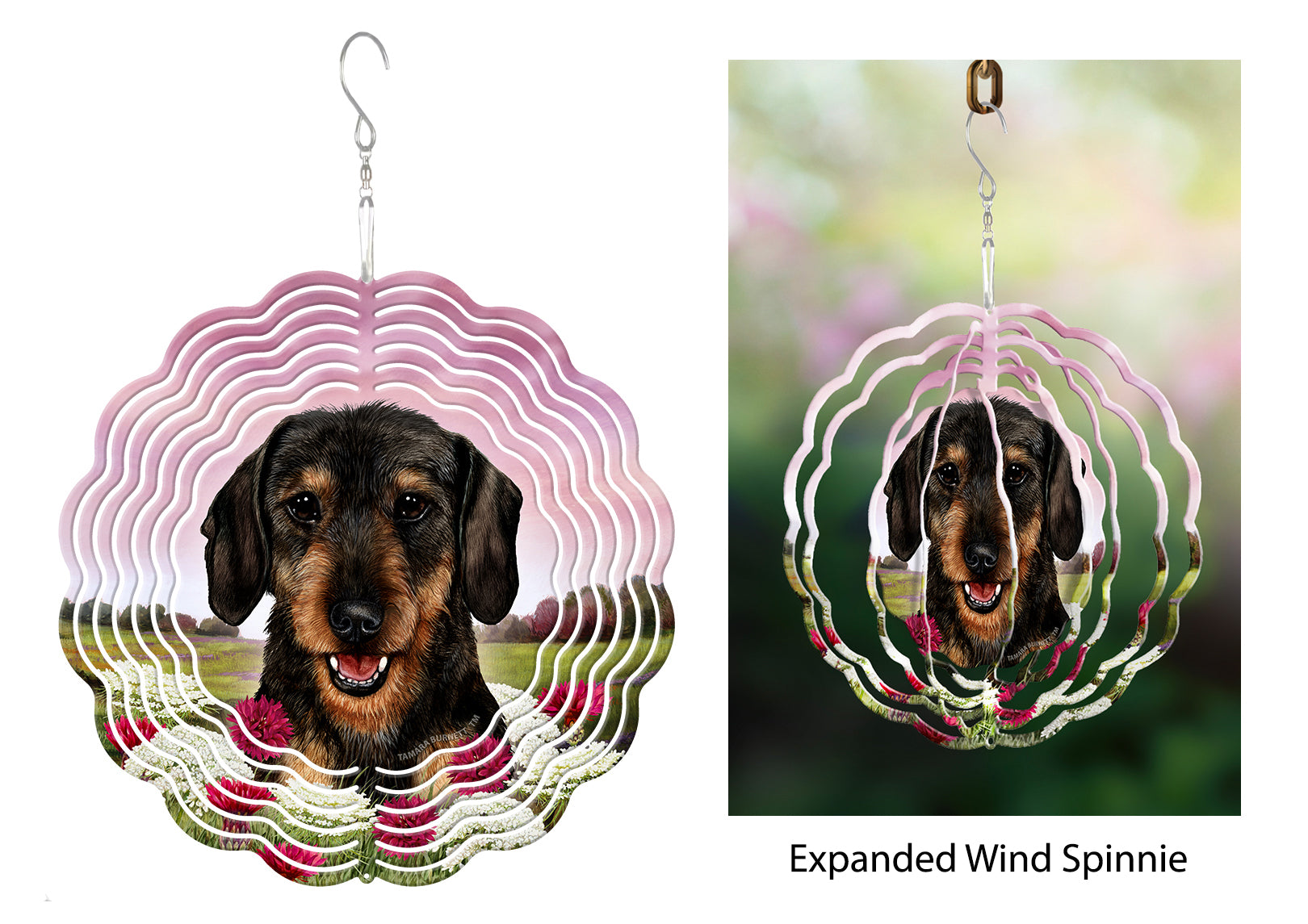 Dachshund (Wirehair, Dark Black And Tan) - Wind Spinner
