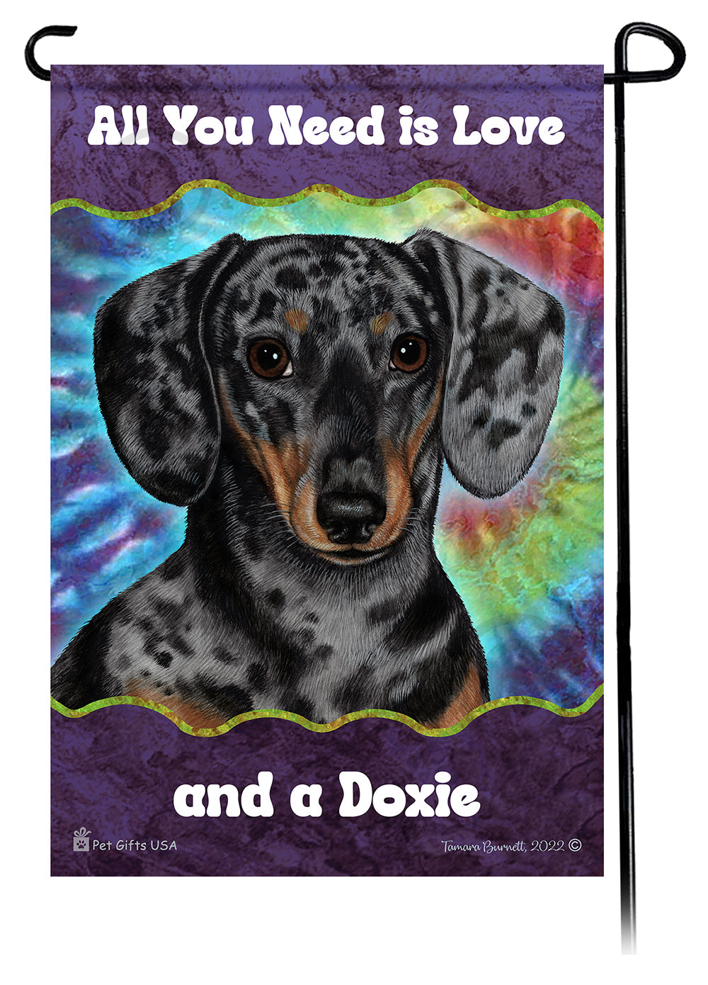 Dachshund Short Hair Dapple Light Black and Tan Woofstock Garden Flag