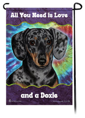 Dachshund Short Hair Dapple Light Black and Tan Woofstock Garden Flag