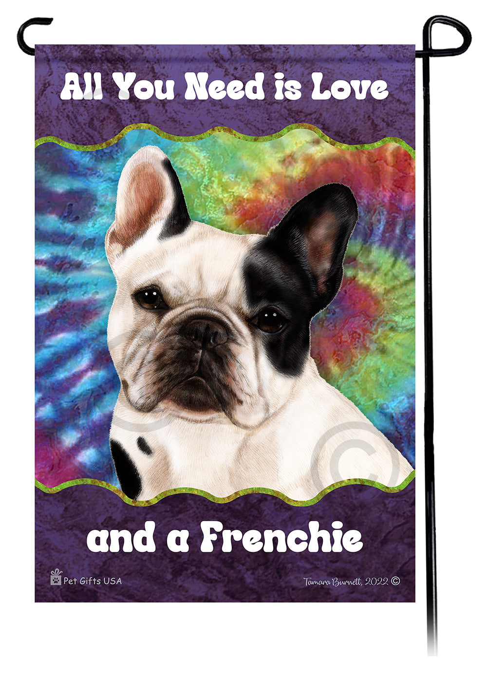 French Bulldog White & Black Woofstock Garden Flag
