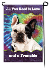French Bulldog White & Black Woofstock Garden Flag