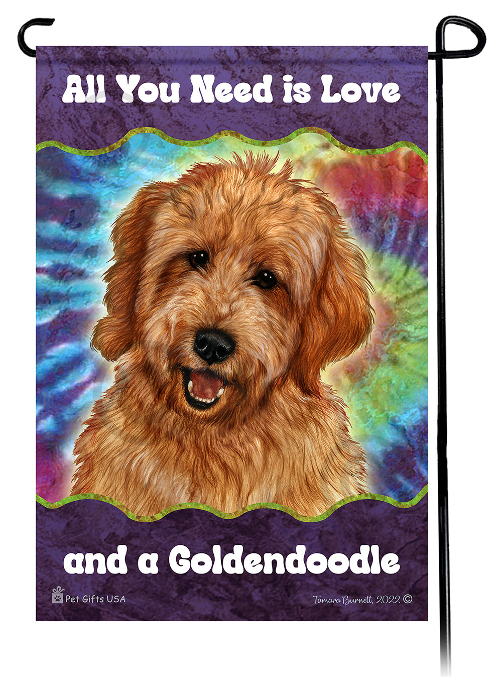 Goldendoodle Red Woofstock Garden Flag