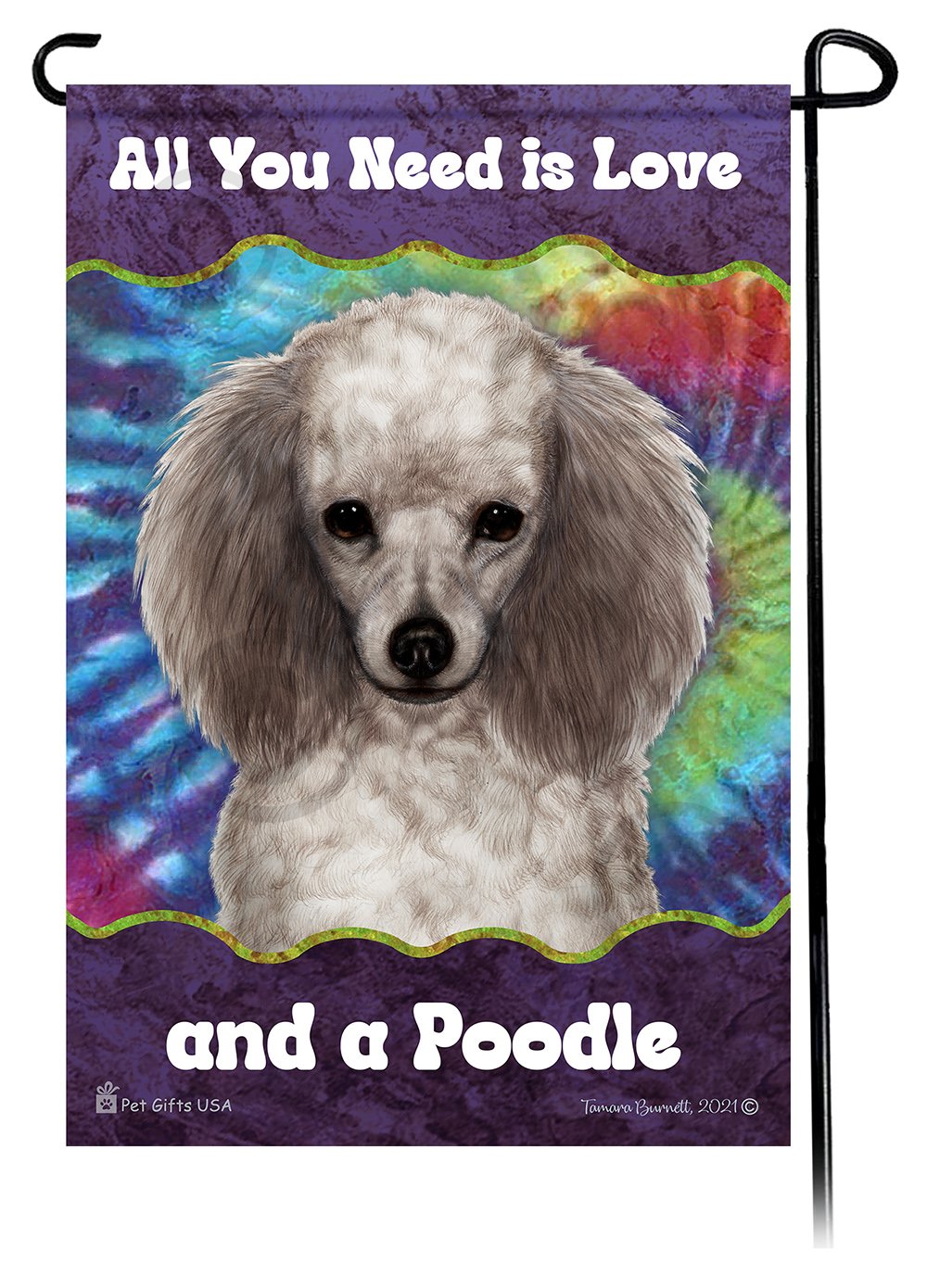 Poodle Silver Woofstock Garden Flag
