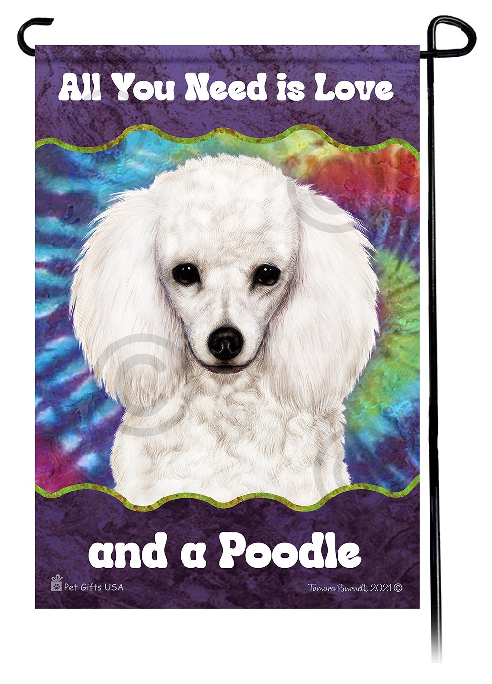 Poodle White Woofstock Garden Flag