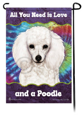 Poodle White Woofstock Garden Flag