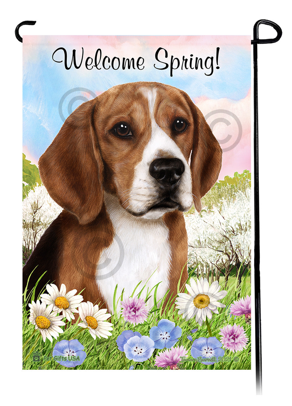 Beagle - Welcome Spring Garden Flag