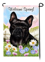 French Bulldog Black - Welcome Spring Garden Flag