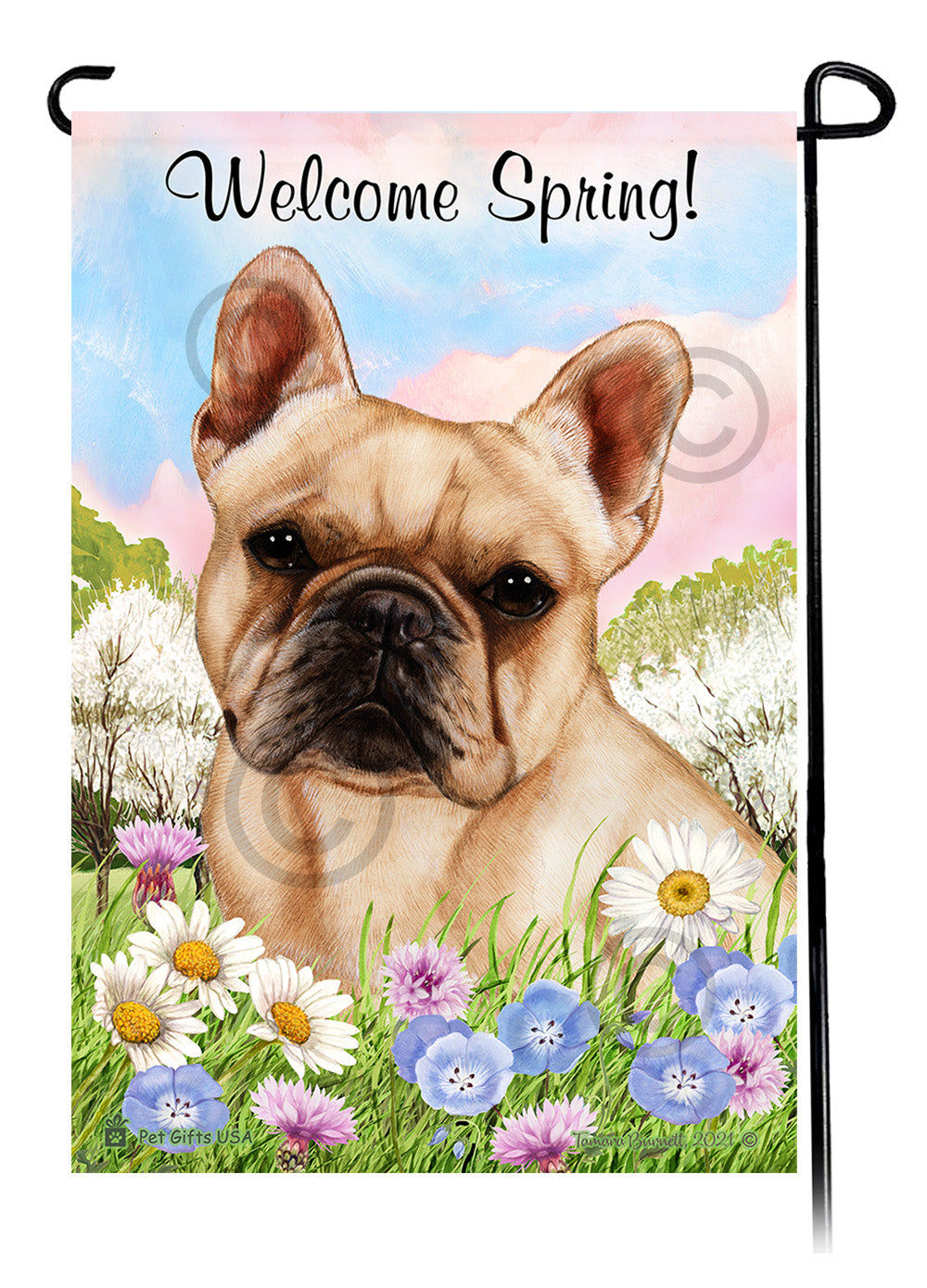 French Bulldog Cream - Welcome Spring Garden Flag