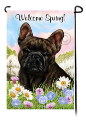 French Bulldog Brindle - Welcome Spring Garden Flag